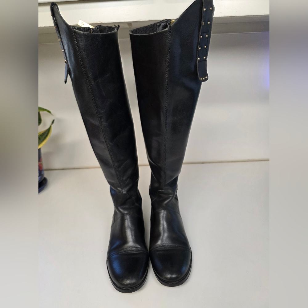 Sam Edelman Dara Tall Black Leather Riding Boots | Size 5M